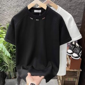 Mens Solid-Color American-Style T-Shirt